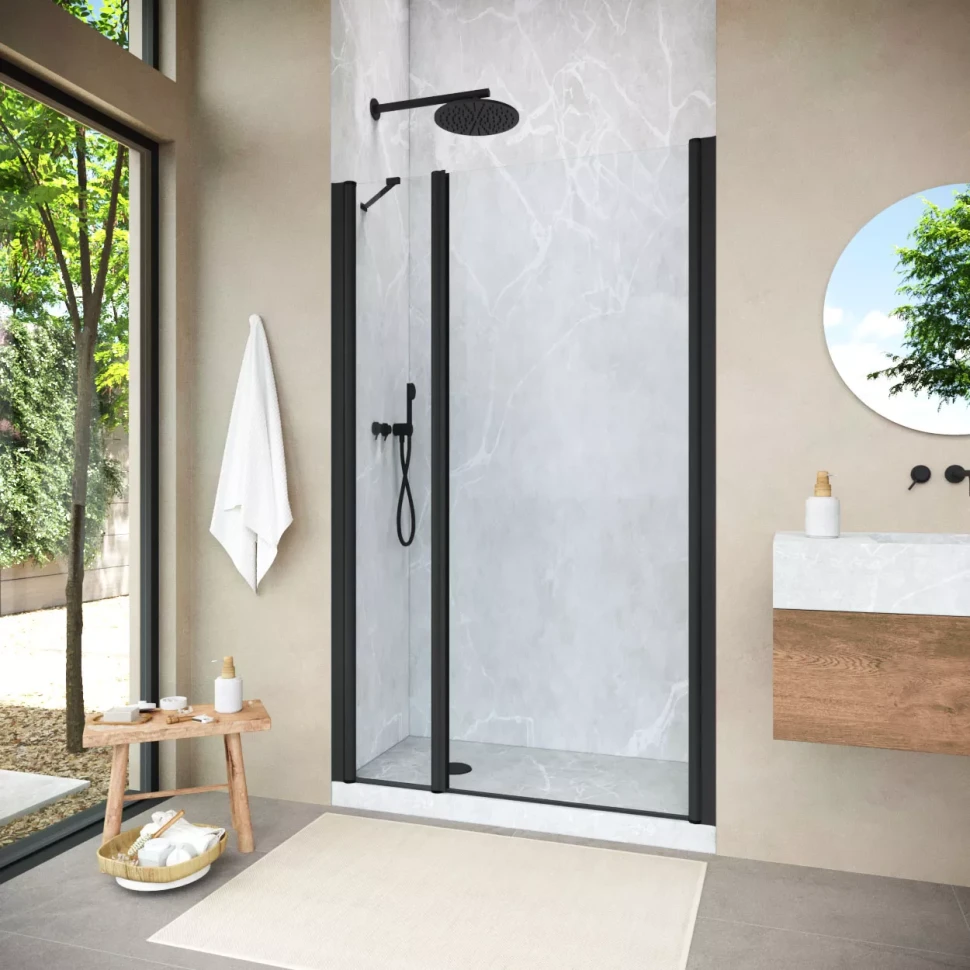 Душевая дверь Vegas-Glass EP-F-2 NOVO 115 h200 черный матовый