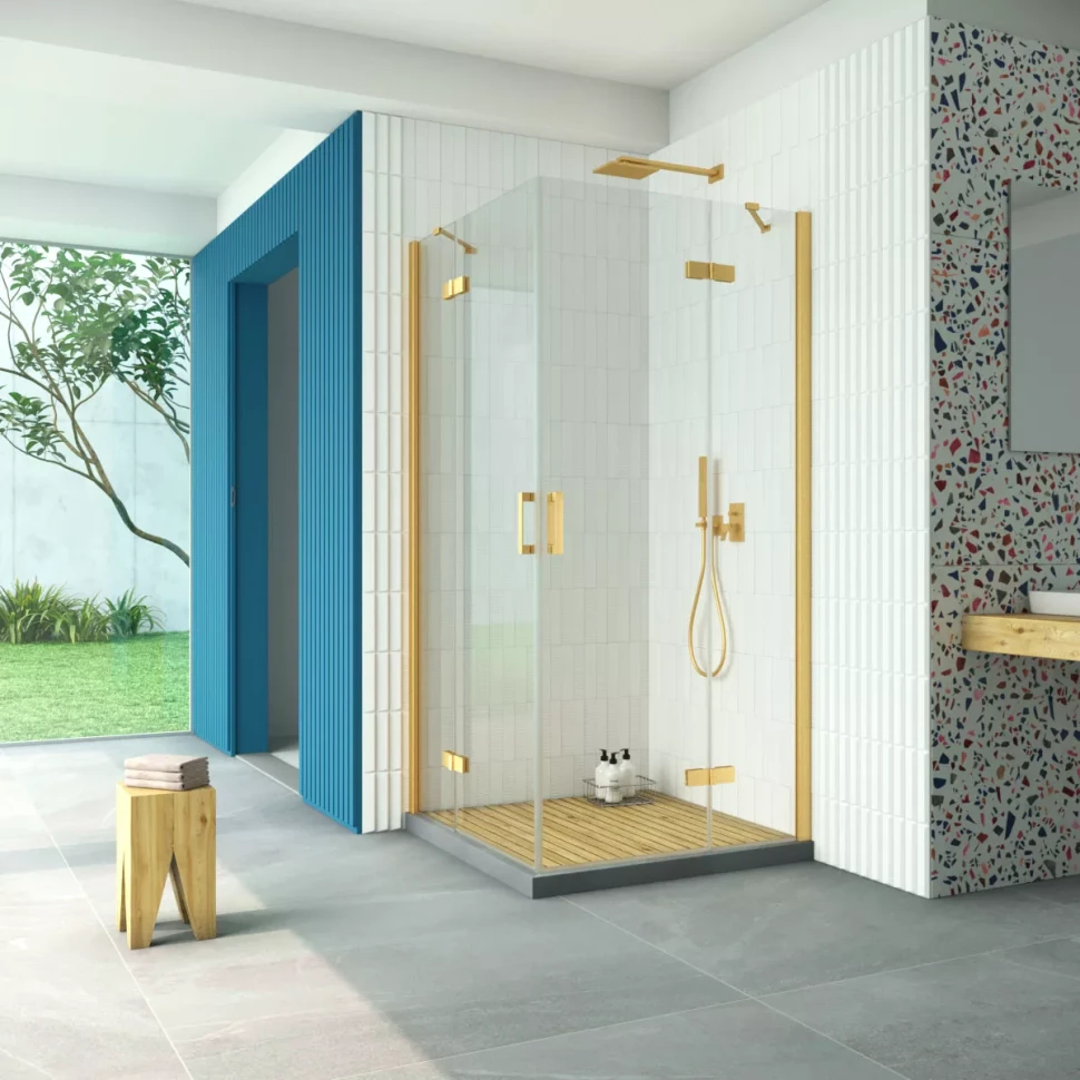 Душевой уголок Vegas-Glass AFA Retta 80x80 золото матовое